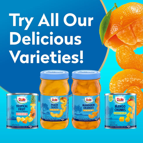 100% 23.5 oz 8 Pack Dole Mandarin Oranges in Fruit Juice - Dole Resealable Fruit Jars - Rich Source of Vitamin C
