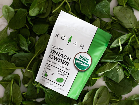KOYAH Organic Spinach Powder - Equivalent to 30 Cups Fresh, Freeze-Dried Whole-Leaf Powder