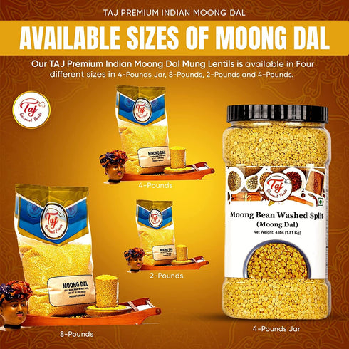 TAJ Gourmet Foods (4-Pounds) TAJ Moong Dal Mung Lentils