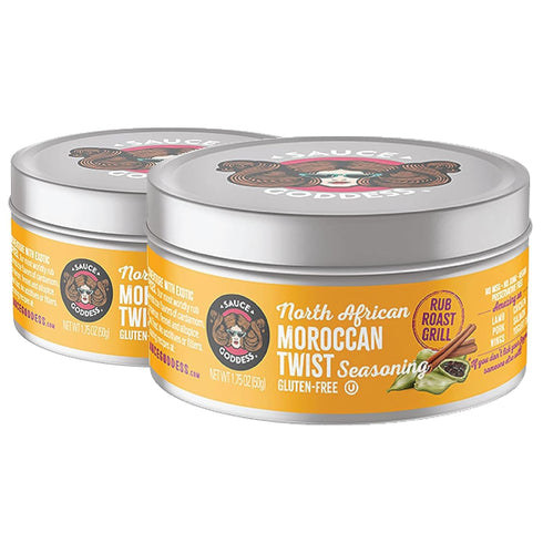 Sauce Goddess Moroccan Twist Fresh Spice Blend, Vegan All-Natural, Gluten Free, 2 (1.75g) Tin Cans