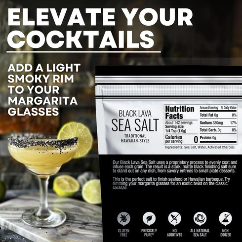 5 Oz Black Lava Hawaiian Sea Salt Infused with Activated Charcoal Hawaiian-Style Black Salt for Seasoning, Grilling