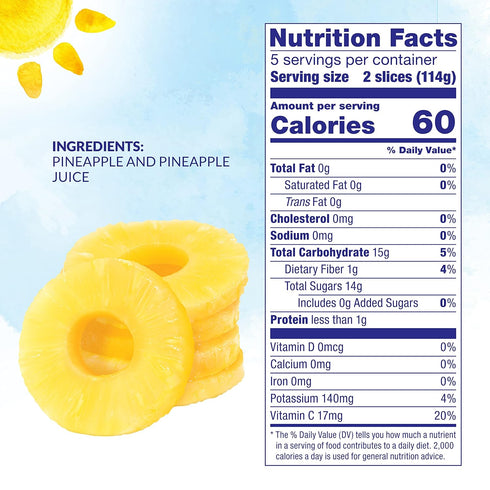 100% 20 Oz, Packaging Dole Canned Fruit, Pineapple Slices in Pineapple Juice, Gluten Free, Pantry Staples, May Vary