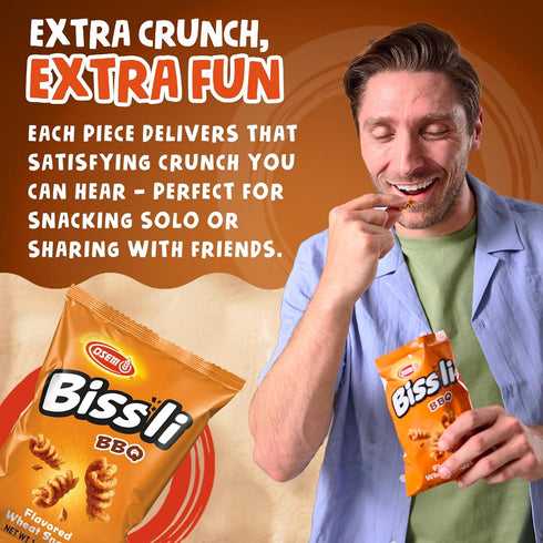 Packaged 1.23oz (Pack 12) Osem Bissli Crunchy BBQ Wheat Snack - Kosher, No Artificial Colors or Preservatives