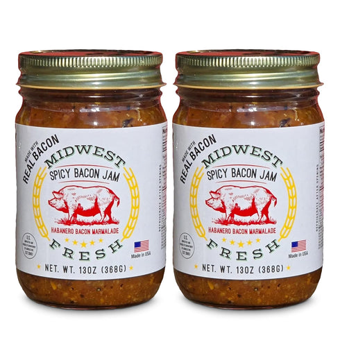 Midwest Fresh Spicy Bacon Jam | Gourmet Bacon Marmalade Spread for Burgers, Sandwiches, Charcuterie,
