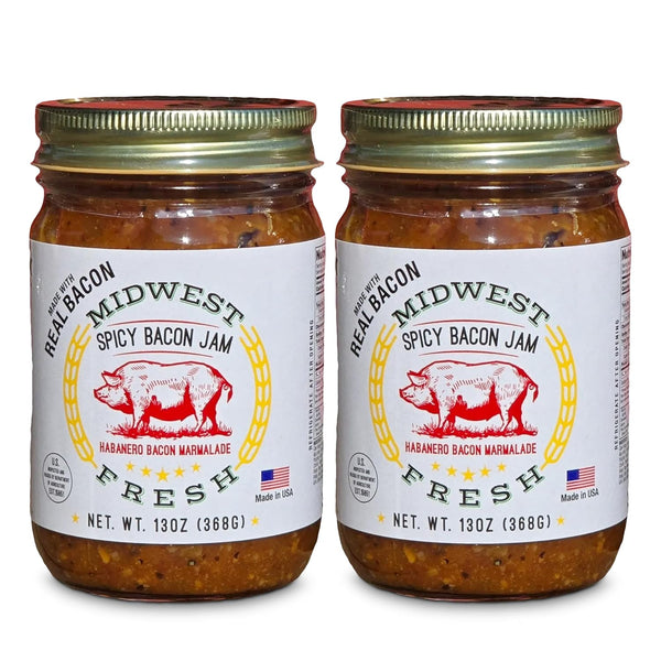 Midwest Fresh Spicy Bacon Jam | Gourmet Bacon Marmalade Spread for Burgers, Sandwiches, Charcuterie,