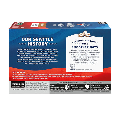 100% 6 (60 Seattles Best Coffee, Medium Roast K-Cup Coffee Pods, House Blend, Arabica, Boxes Pods Total)