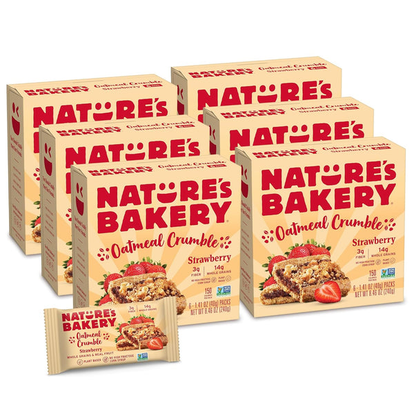 Natures Bakery Oatmeal Crumble Bars, Strawberry, Real Fruit, Vegan, Non-GMO, Breakfast bar,