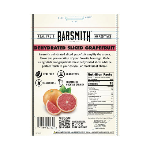 (1.6oz) Pack 2 Barsmith Dehydrated Grapefruit Slices - Cocktail & Drink Garnishes - Vibrant Citrus & Bittersweet Flavor