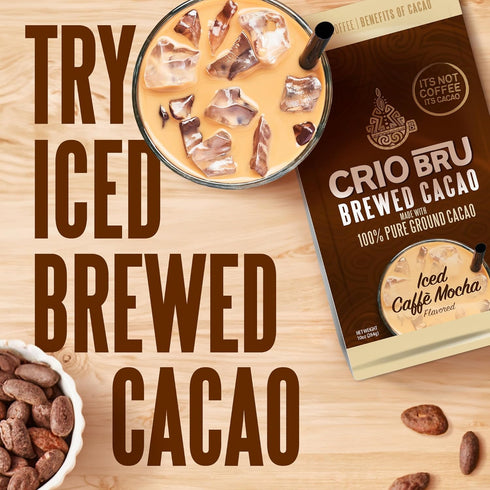 100% 99.99% (24oz) Crio Bru Brewed Cacao Double Chocolate Light Roast - Coffee Alternative Natural Healthy Drink | Pure