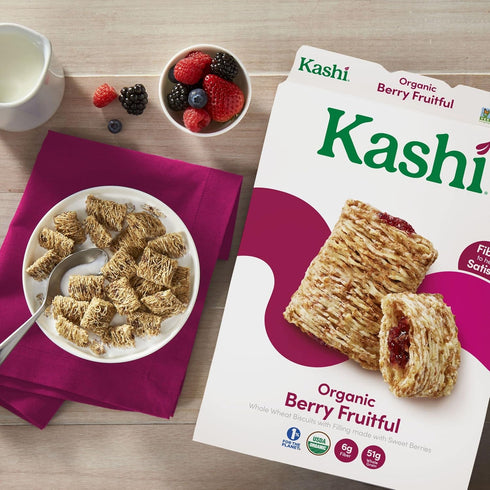 15.6oz (1 Kashi Breakfast Cereal, Vegan Protein, Organic Fiber Cereal, Berry Fruitful, Box Box)