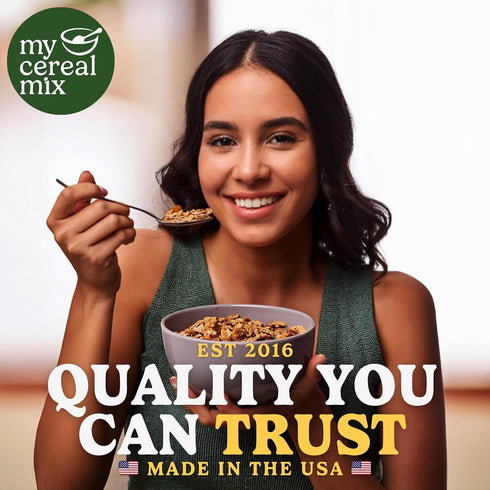24oz MyCerealMix Sugar Free Granola Vanilla Almond Keto Friendly, High Fiber Diabetic Cereal, Gluten Free, Plant-Based
