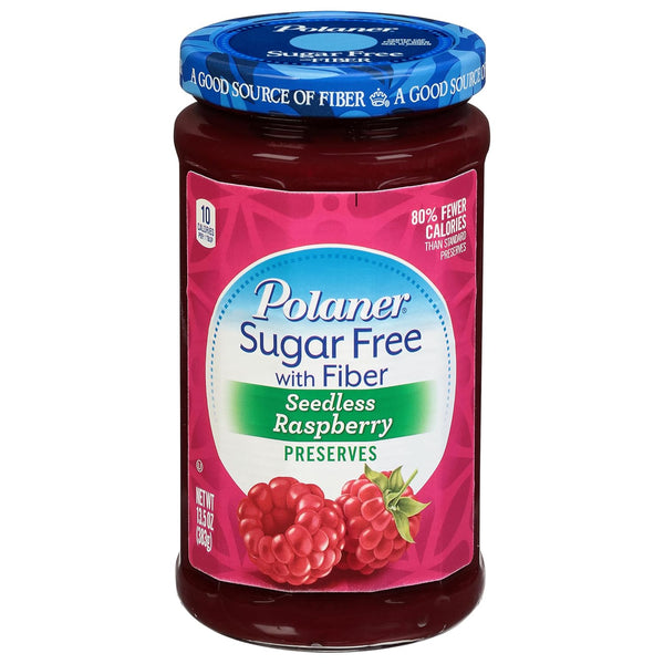 Polaner Sugar Free with Fiber, Seedless Raspberry Preserves, 13.5 Ounce
