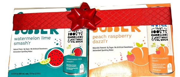 Generic Bubblr Peach Raspberry Dazzlr and Watermelon Lime Smashr, Antioxidant Sparkling Water, Gift