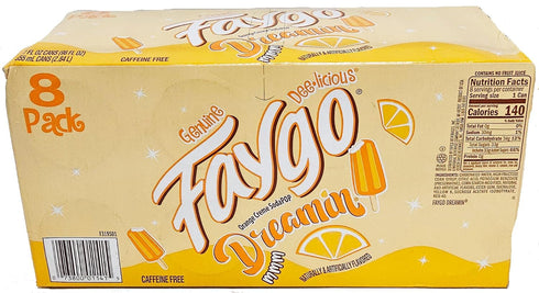 12-ounce 8-pack Faygo Dreamin orange creme soda pop, cans