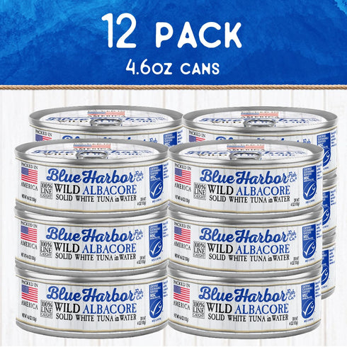 Albacore 4.6 oz (Pack 12) Blue Harbor Fish Co. Wild Solid White Tuna in Water with Sea Salt - Can