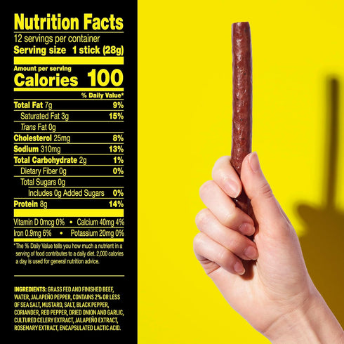(Pack 12) 1 oz 9 Lorissa's Kitchen Heat Seeker Jalapeno Beef Sticks - of Meat Sticks - Ready to Eat Protein Snacks