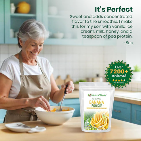 Immunity, 1 lb. Z Natural Foods Organic Banana Powder, Fiber Supplement for Glowing Skin and Enhanced Great in Juice