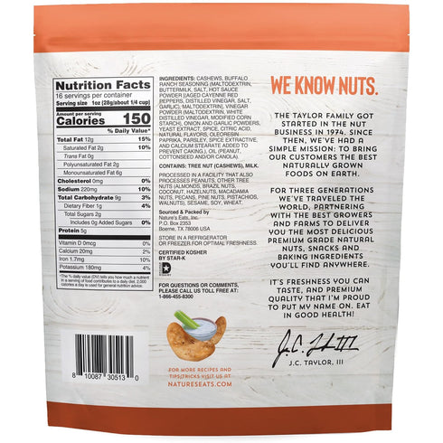 16oz (Pack 2) Nature's Eats Buffalo Ranch Cashews