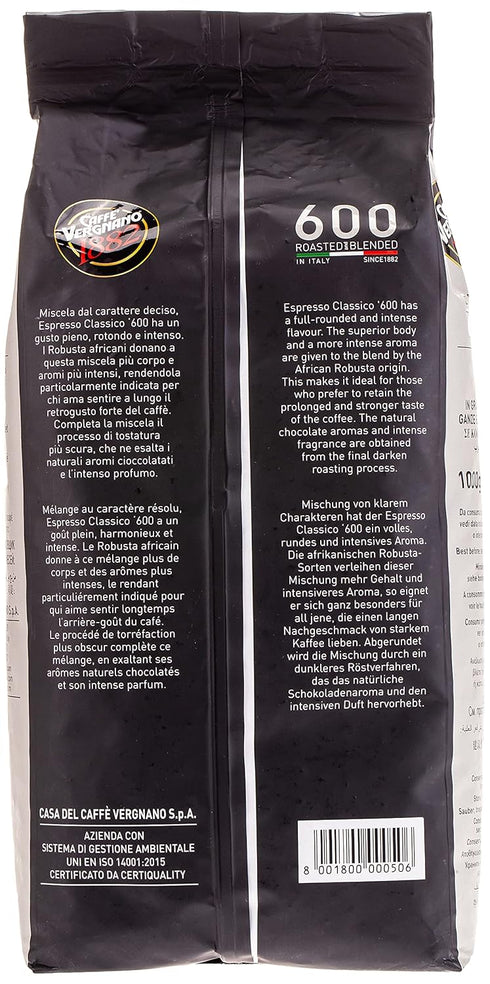 600 2.2 Caffe Vergnano Espresso Classico Whole Beans, Pound