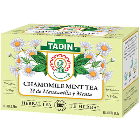 Tadin Chamomile Mint Herbal Tea - Caffeine-Free, 24 Tea Bags (Manzanilla)