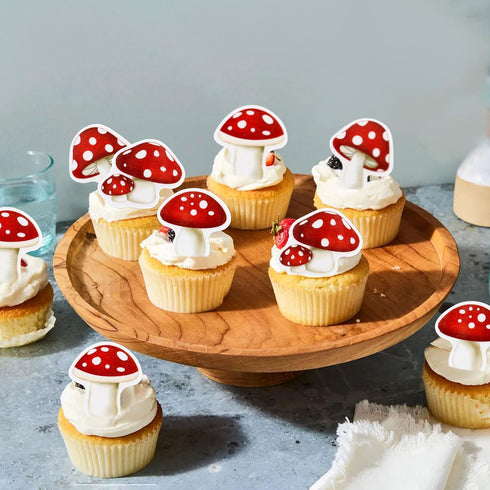 40Pcs Edible Red Mushroom Cupcake Toppers Cute Mushroom Cupcake Picks Mushrooms Drink Topper for Plant Theme Baby