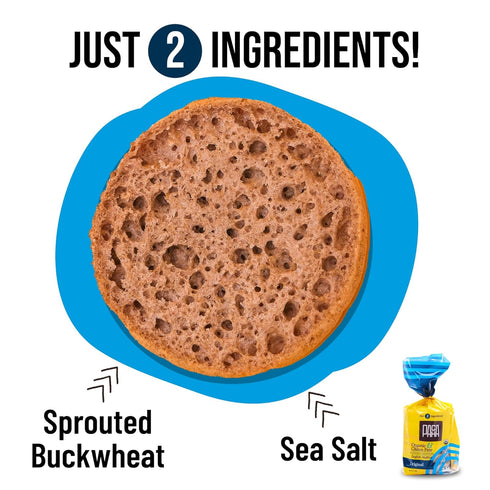 PACHA 13 OZ Buckwheat English Muffins: Original - Certified Organic, Gluten-Free, Vegan, Sprouted, Sandwich Bun, Burger