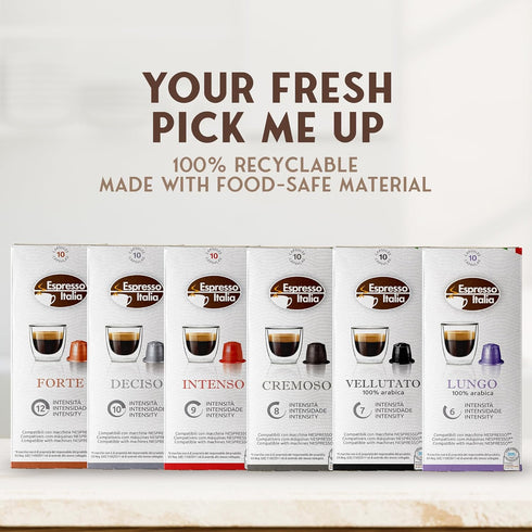 100 Count PACK, ESPRESSO ITALIA Capsules Compatible with Nespresso Machines, - VARIETY Italian Coffee Pods Expresso