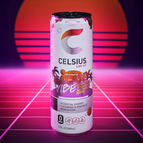 12 Oz (Pack 12) CELSIUS GALAXY VIBE Sparkling Strawberry Watermelon, Sugar Free Energy Drink, Fl