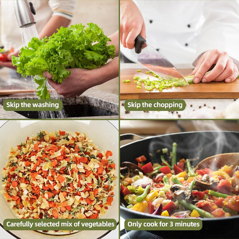 16 oz, Besway Dehydrated Vegetables Potatoes, Carrots, Onion Flakes, Cabbage, Celery, Bell Peppers, Perfect for Soups