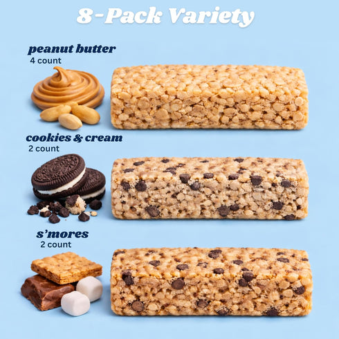 25g 7g 8 Count, Pack Tidetreats Crispy Rice Protein Bars High Protein Snack with Protein, Low Sugar, Fiber, Gluten