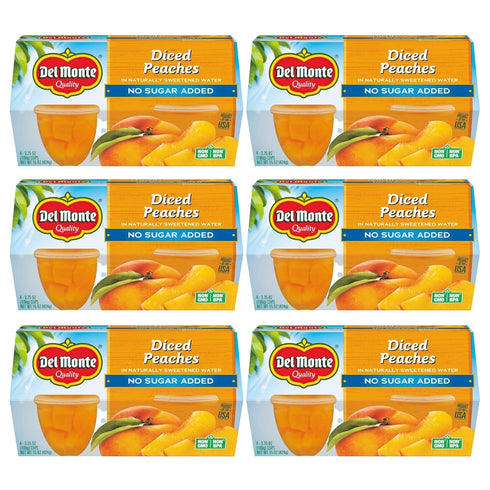 Del Monte No Sugar Added Diced Peaches Fruit Cup Snacks, 3.75 oz