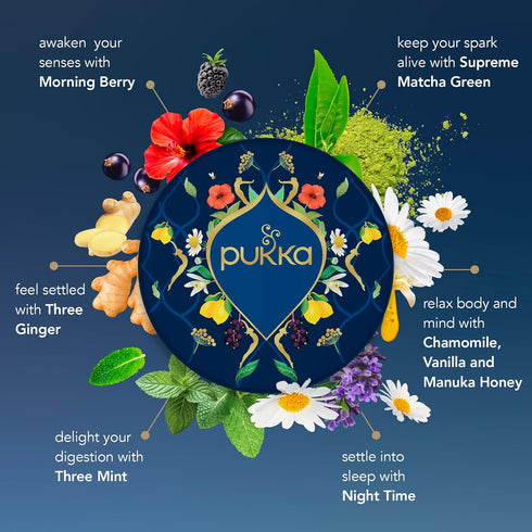 Set 90 6 Pukka Luxury Herbal Tea Sampler Box, Organic Tea For Everyday Wellness, Ideal Gift for Special Occasions