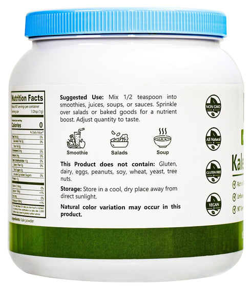 32 Oz (2 LB), 100% 907 NPG Freeze-Dried Kale Powder Pure, servings, Non-GMO, Superfood powder, No Sugar Added, Raw