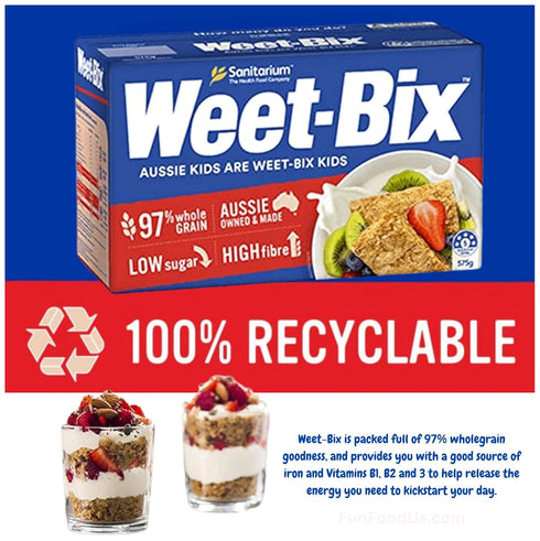 Sanitarium Weet-Bix Pack 2 575g GOODNESS Weet-Bix - Biscuits Whole Grain Cereal, Lightly Sweet Whole Grain Wheat