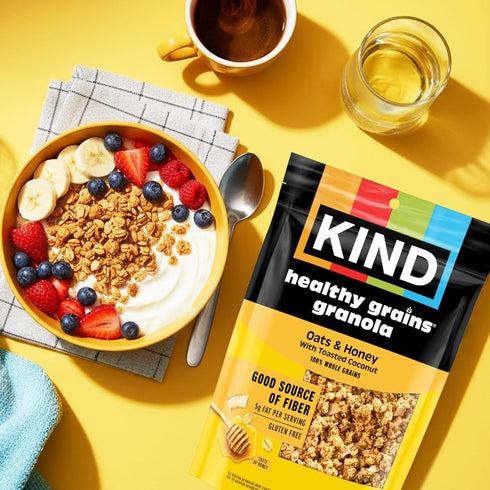 5g 11oz, 3 Count Kind Healthy Grains Granola, Oats & Honey Clusters with Toasted Coconut, Gluten Free, Healthy Snack