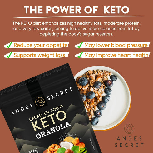 11 oz (3 Pack) Andes Secret Cacao Granola - Almonds, Walnuts & Hazelnuts - Keto High Protein Granola with No Sugar