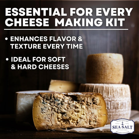 30 oz Fine Sea Salt for Homemade Cheese Making, Gluten-Free and Non-Iodized, Kosher Cheese Kit Essential Flaky Salt