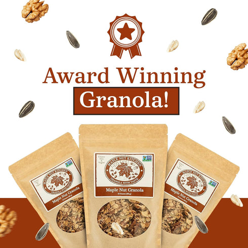 3 Pack Maple Nut Kitchen Maple Nut Granola Vegan & Gluten-Free Oats with Walnuts, Pumpkin & Sunflower Seeds | Low