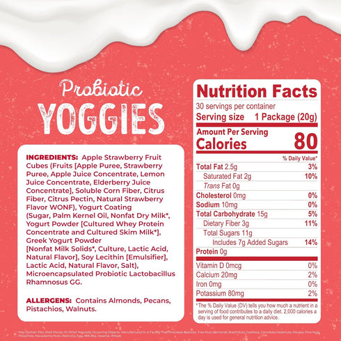 21oz (30 0.7oz) Pack 2 Nature's Garden Probiotic Strawberry Yoggies x of - Strawberry Yogurt-Covered Fruit Bites, High
