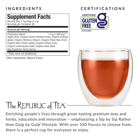 (36 count) The Republic of Tea Beautifying Botanicals Clean Beauty Berry Aloe Herbal Tea Bags