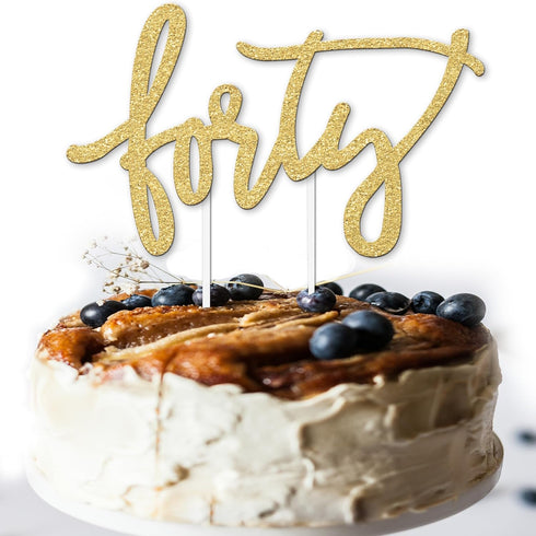 40th Birthday Cake Topper, Happy 40th Birthday FORTY Cake Topper for Women and Men by Merry Expressions