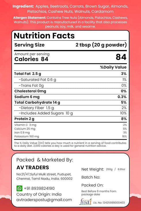 RAEN HAVEN 8.81 oz (250g) Pack 1 ABC Malt Instant Milk Mix | Nutritious Blend with Apples, Carrot, Brown Sugar