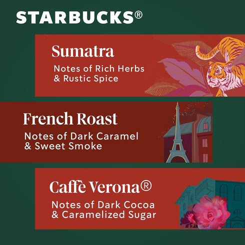 Pack, 12 oz Starbucks Ground Coffee, Dark Roast Hot or Iced Coffee, Variety Three Bags