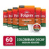 10 Count (Pack 6) Folgers Colombian Decaf Coffee, Medium Roast, Keurig K-Cup pods, Box