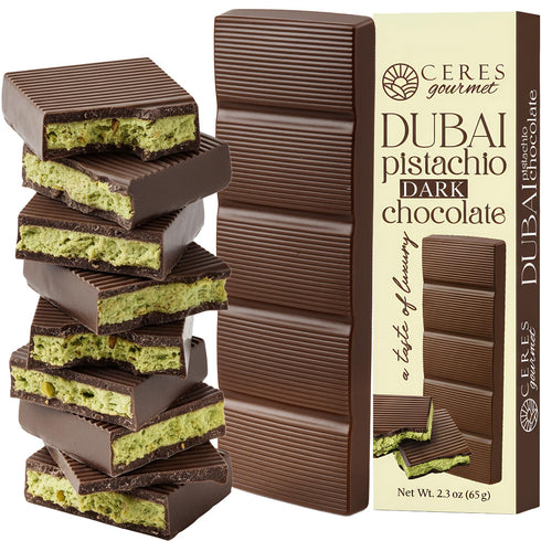 Ceres Gourmet Dubai Dark Chocolate Bar with Pistachio Cream and Kataifi, 2.3