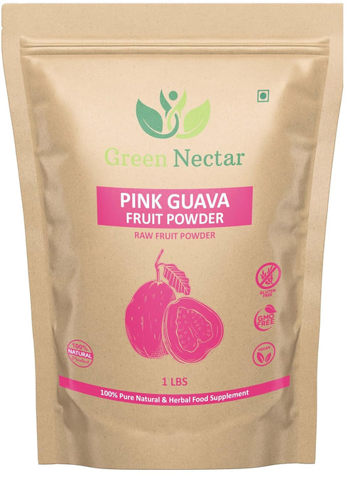 GREEN NECTAR Pink Guava Fruit Powder (1 lb Bag), Unsweetened, Non-GMO, Vegan and Gluten
