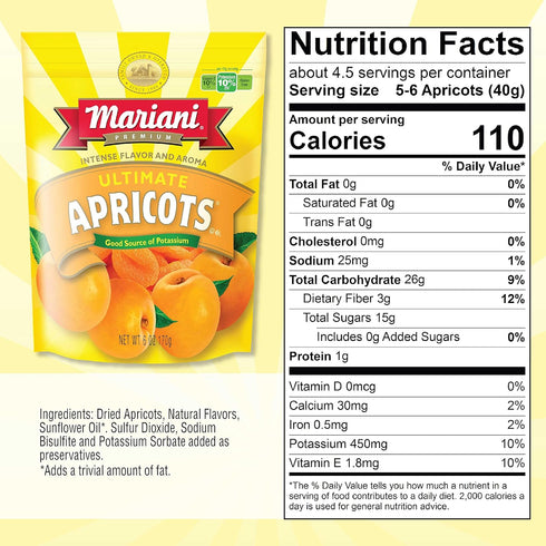 6 (Pack 4) Mariani | Ultimate Dried Apricots | Healthy Snacks for Kids & Adults | Dried Fruit | Vegan Snacks | Gluten