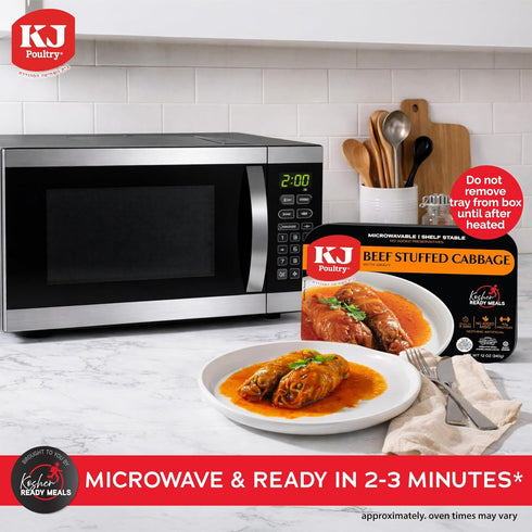 (3 Pack) KJ Poultry Kosher Ready Meals - Beef Stuffed Cabbage Rolls, MRE Meat Meals Ready to Eat, Gluten Free Prepared