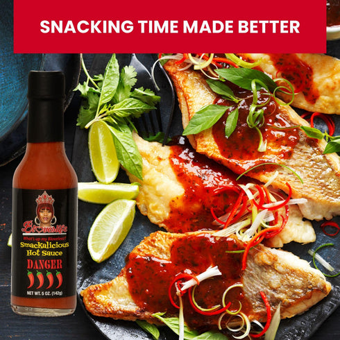 Blove's Smackalicious Hot Sauce - Ghost Pepper Vinegar Sauce, Vegan, 5 oz Danger Bottle