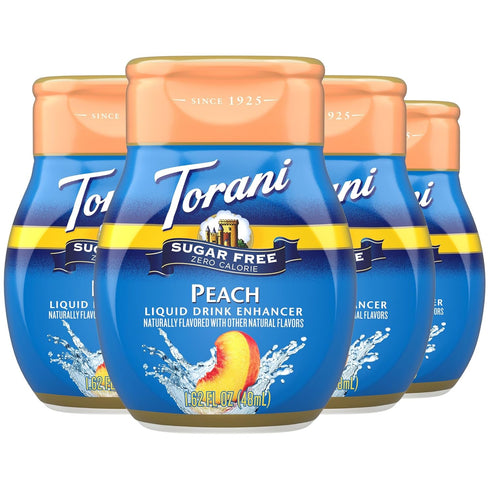 Torani Sugar Free Peach Liquid Drink Enhancer, Water Flavoring 4-Pack, 1.62 Oz